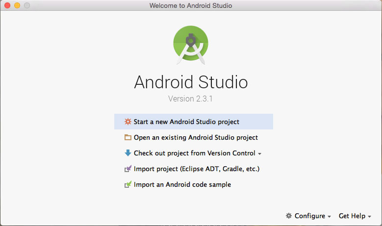 start a new Android Studio project