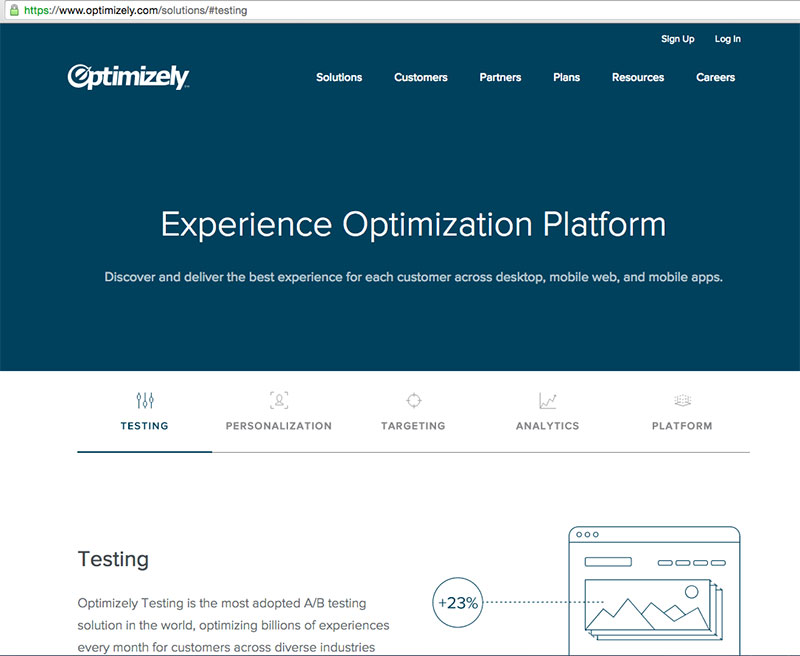 Optimizely.com screen shot