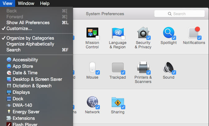 hide unused options in System Preferences