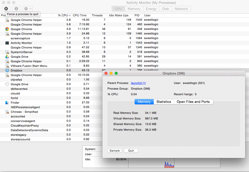 application memory mac force quit